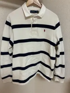 ラルフローレン 太ボーダー ラガーシャツ XL 白×ネイビー