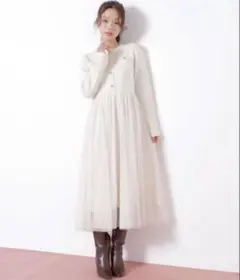 JILL 【完売】一度着用　ニットドッキングワンピ　アイボリー