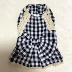 RADICAO 犬服 Lサイズ　黒と白のチェック柄ドッグドレスのサムネイル