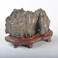 天然石　鑑賞石　太湖石　霊壁石　置物　重さ約5.4kg　唐木台付　CR7169F 中国 鑑賞石 太湖石 霊壁石 置物 唐木台付 V R7487の通販 by