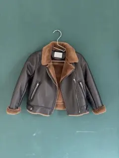 ZARAキッズ　フェイクレザーライダースジャケット