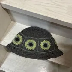 【手編み】クラッシャーハット•クロシェハット•バケットハット（花柄モチーフ）