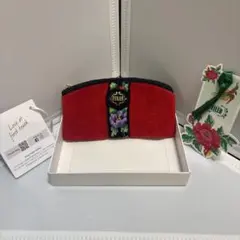 未使用FEILER フェイラー ポーチ アネモネ 花柄 レッド系