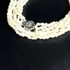 美品✨ ネックレス 淡水真珠 ライスパール 4連 フラワーモチーフ