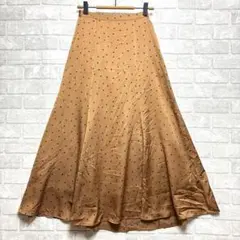 シンプリシテェ フレアスカート ロング ブラウン ツヤ感 ドット モダン レトロのサムネイル