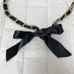 リボンベルト チェーンベルト ゴールド 黒 リボン