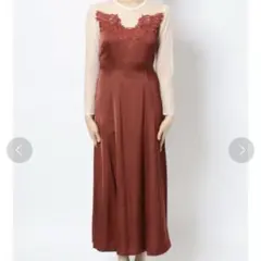 新品タグ付　ラグナムーン　シアーデコルテ袖 サテンワンピース　フォーマル　結婚式