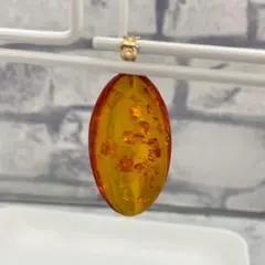 623.K18刻印有　琥珀　ペンダントトップのみ　楕円形