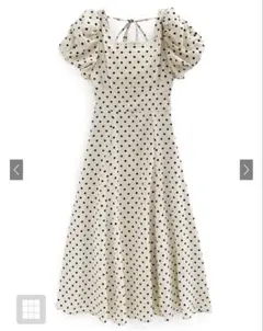 GRL ドット柄バルーンスリーブフレアワンピース