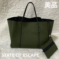 極美品✨ステイトオブエスケープ　トートバッグ　フライングソロ　カーキ　ポーチ付 フライングソロ（ブラックハイライト）｜STATE OF ESCAPE