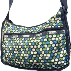 美品✨レスポートサック　ショルダーバッグ　総柄　花柄　ネイビー　 ナイロン