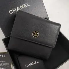 【美品】CHANEL シャネル ココボタン 三つ折り 財布
