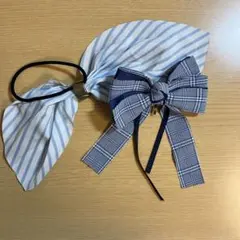 青リボンヘアアクセサリーセット