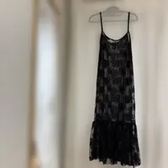 レースフリルキャミワンピース ブラック