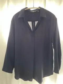UNIQLO スキッパーシャツ ネイビー 七分袖