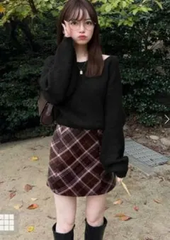 グレイル　インパン裏地付きチェック柄タイトミニスカート[tw1228]