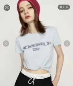 SLY フロントプリント コンパクト Tシャツ　カジュアル　韓国　ミニ丈のサムネイル