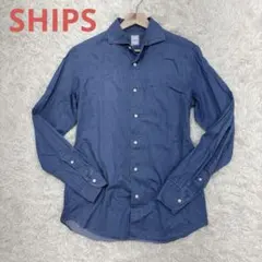 美品✨SHIPS　デニムシャツ　ダンガリー　インディゴ　ブルー　カッタウェイ　M