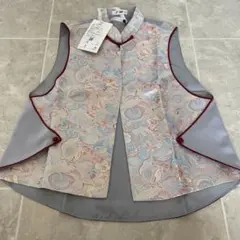 蝶柄 ジャカード チャイナ風ベスト 2XL 新中式 エスニック