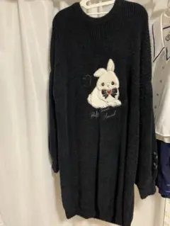 Amavel うさぎ刺繍 ニット ブラック 長袖のサムネイル
