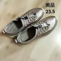 美品　エコー　ecco　レザースニーカー　シャンパンゴールド　37