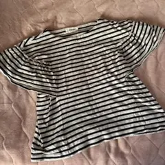 tumugu: ストライプ フリル袖 Tシャツ