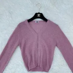 エイチビューティアンドユース カーディガン ピンク アルパカ混 Vネック ニット