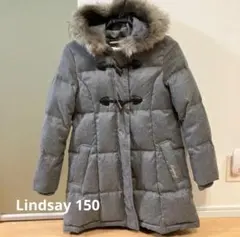 美品Lindsay150フード付きダウンコートファーボアフェザーナルミヤリンジー