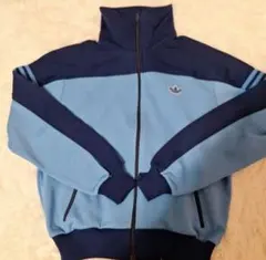 【希少】80s アディダス トラックジャケット デサント製　水色紺