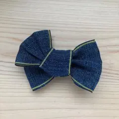 【普通郵便】畳へり　ミニリボン　お祭り　髪飾り　黒地に水色ラメ