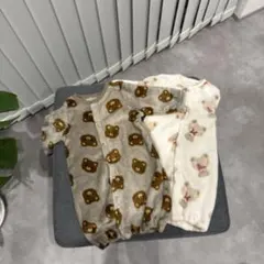 クマ柄 ベビーカバーオール 50〜60cm