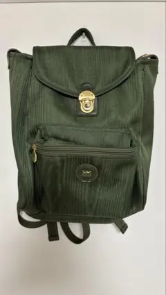 美品 ハナエモリ リュック オリーブグリーン HMゴールド金具 モアレ柄 