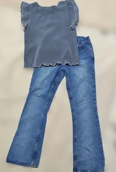 トップス デニムパンツ 2点セット まとめ売り ほぼ未使用 レディース 匿名配送のサムネイル