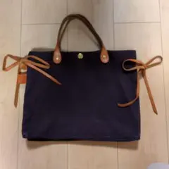 IL BISONTE イルビゾンテ キャンバス レザー トートバッグ 　パープル