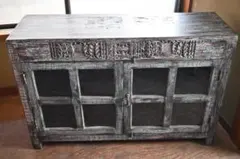 アンティーク チーク材 インド 古家具 ローボード ローキャビネット