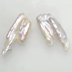 希少！ ★ 天然 フェザー ウィング パール バロックパール（穴あり）ペア 2粒