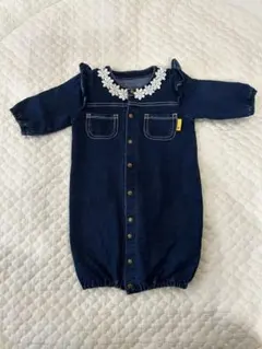 バースデイ ツーウェイオール 50〜70 デニム風 レース襟 女の子 ロンパース