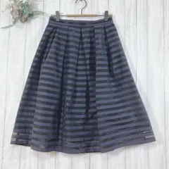 ☆フォールドミルズ/Ford mills フレアスカート ボーダー ひざ丈 シア