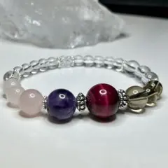 【愛と癒し】ピンクタイガーアイ 14mm玉 デザインブレスレット パワーストーン