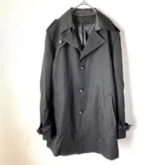 コムサイズム　M　トレンチコート　毛100%　ベルト　羊革　黒　スタイリッシュのサムネイル