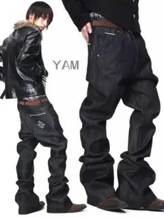 DETW 生デニム シューカットフレアパンツ ロングレングス