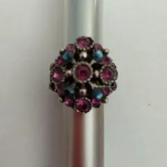 指輪(ガラスとビーズを使用のハンドメイド)フリーサイズ