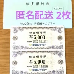 【匿名配送】早稲田アカデミー　優待券　2枚