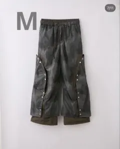 Grancy ナイロンパンツ　グレーグリーン　M GRANCY パンツ 「GRANCY」Button Layered Design Nylon Pants / ボタン