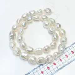 特価【現品限り】淡水パール バロック ホワイト 素材 1連⑥