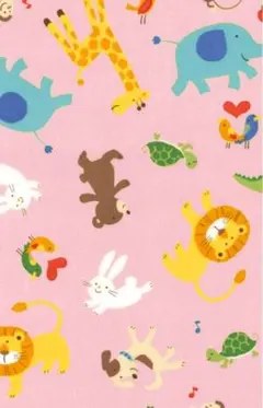 アニマルレトロ柄　ピンク　生地　1m