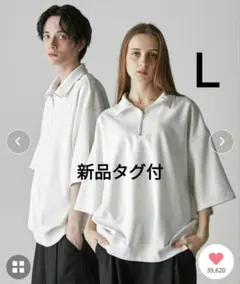 新品　CLEL　ハーフジップ デザイン 半袖プルオーバーTシャツ 　Ｌ