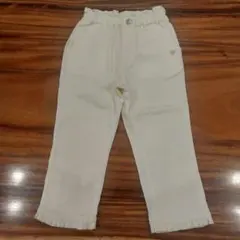クリーム色ホワイト色 ハート型ポケット 長ズボン