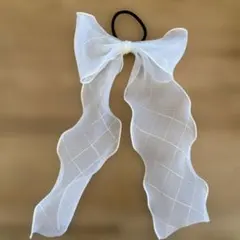 ホワイトリボンヘアゴム