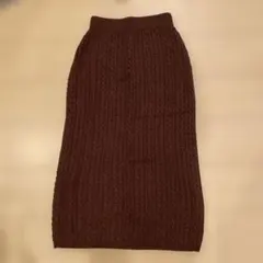 GU ブラウン ニット タイトスカート ケーブル編み